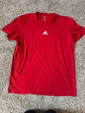 adidas Men's Red Crew Neck Athletic Tee
